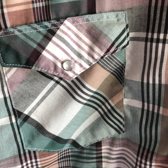 American hero men’s plaid pearl snap short sleeve shirt - Picture 2 of 7